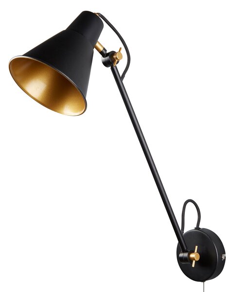 Searchlight Aplică de perete 6302 din metal, negru-auriu, Negru, Camera de zi / sufragerie, Metal, Modern