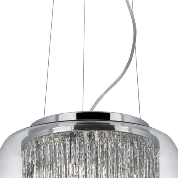 Searchlight Lampă susp. sticlă Curva design somptuos, reglabil, Transparent, Camera de zi / sufragerie, Sticlă, Modern