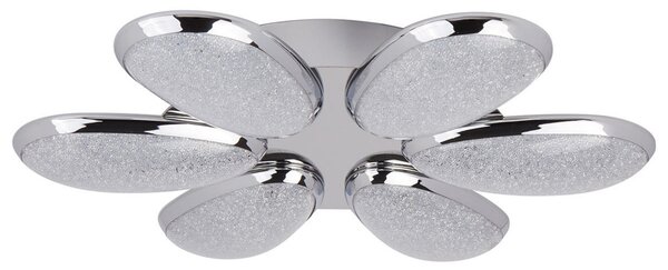 Searchlight Plafonieră Lori LED, 6 becuri, 52 cm, crom/frosted, sticlă, Metalic, Camera de zi / sufragerie, Metal, Modern