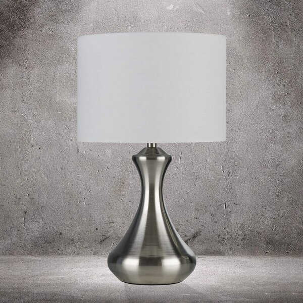 Searchlight Lampă de masă Touch 2750, argintiu satinat, reglabil, Gri, Camera de zi / sufragerie, Țesătură / Textil