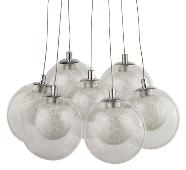 Searchlight Lampă suspendată LED Cluster, 7 becuri, reglabil, Transparent, Camera de zi / sufragerie, Sticlă, Modern, Pandantiv cu flacără multiplă