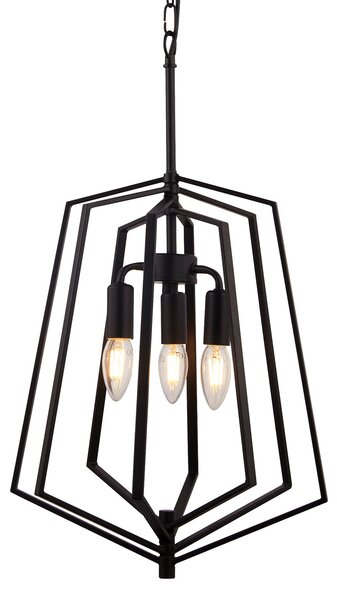 Searchlight Lampă suspendată Slinky, 3 becuri, negru, Ø 35 cm, reglabil, Negru, Camera de zi / sufragerie, Metal, Modern