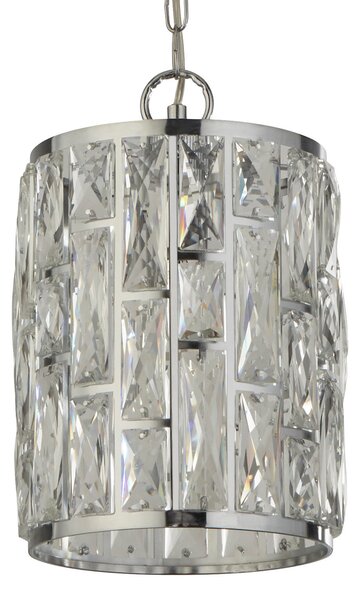 Searchlight Lampă susp. Bijou, abajur cu cristale, Ø 22 cm, reglabil, Transparent, Camera de zi / sufragerie, Cristal