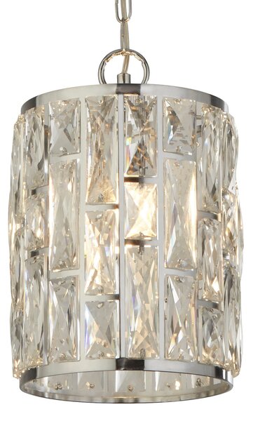 Searchlight Lampă susp. Bijou, abajur cu cristale, Ø 22 cm, reglabil, Transparent, Camera de zi / sufragerie, Cristal