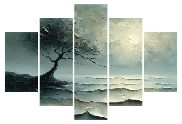 Tablou - pictură în ulei de un copac cu oceanul (150x105 cm)