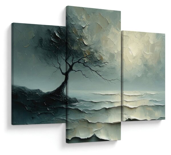 Tablou - pictură în ulei de un copac cu oceanul (90x60 cm)