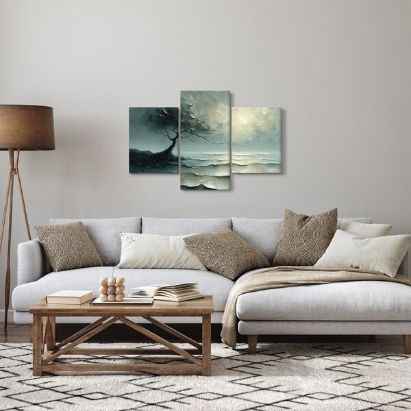 Tablou - pictură în ulei de un copac cu oceanul (90x60 cm)