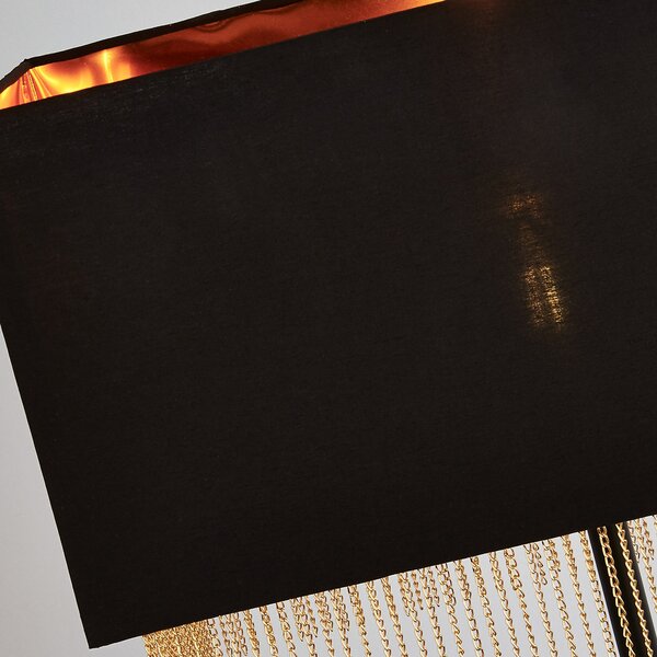 Searchlight Lampă de podea Fringe cu abajur textil, Negru, Camera de zi / sufragerie, Metal