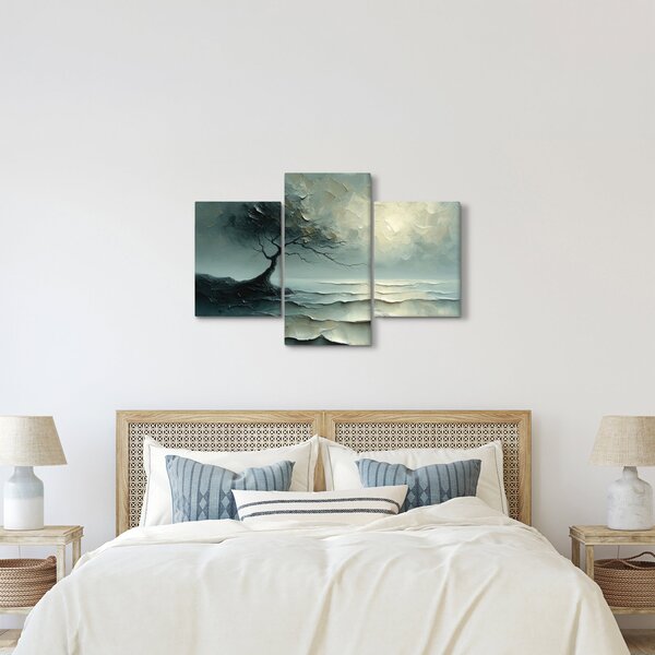 Tablou - pictură în ulei de un copac cu oceanul (90x60 cm)