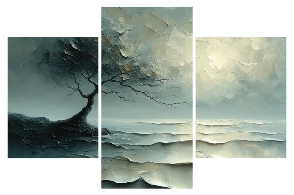 Tablou - pictură în ulei de un copac cu oceanul (90x60 cm)