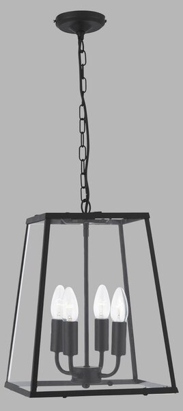 Searchlight Lampă suspendată Lantern, negru, 4 becuri, reglabil, Negru, Camera de zi / sufragerie, Metal, Antichitate