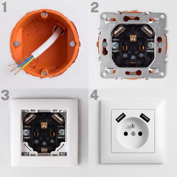 Priză simplă cu împământare + 2x USB-A OSTE JNH003-G White