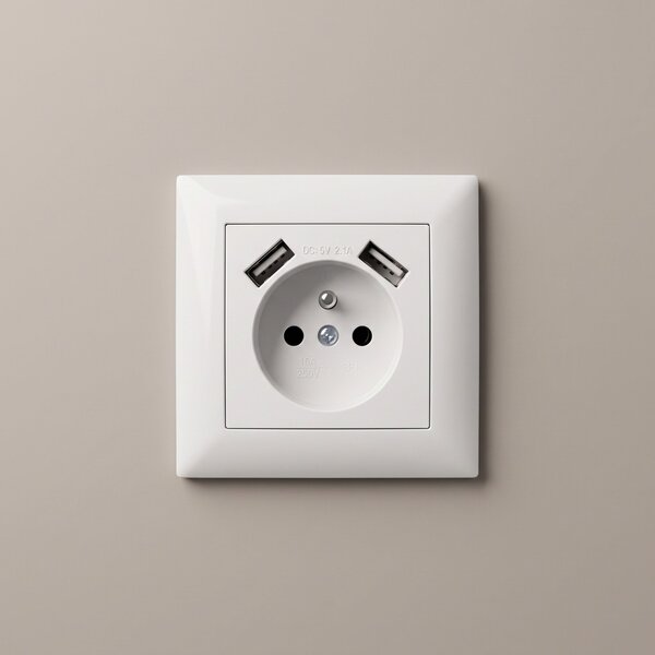 Priză simplă cu împământare + 2x USB-A OSTE JNH003-G White