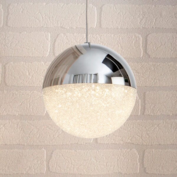 Schuller Valencia Lampă suspendată LED Sphere, crom, 1bec, Ø 12 cm, Metalic, Camera de zi / sufragerie, Metal, Modern, glob