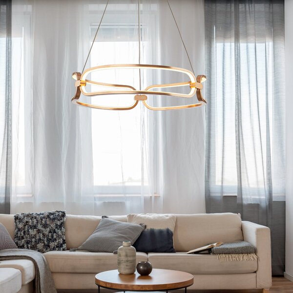 Schuller Valencia Lampă suspendată LED Colette, 3 becuri, auriu-rosé, Auriu / Alamă, Camera de zi / sufragerie, Metal, Modern