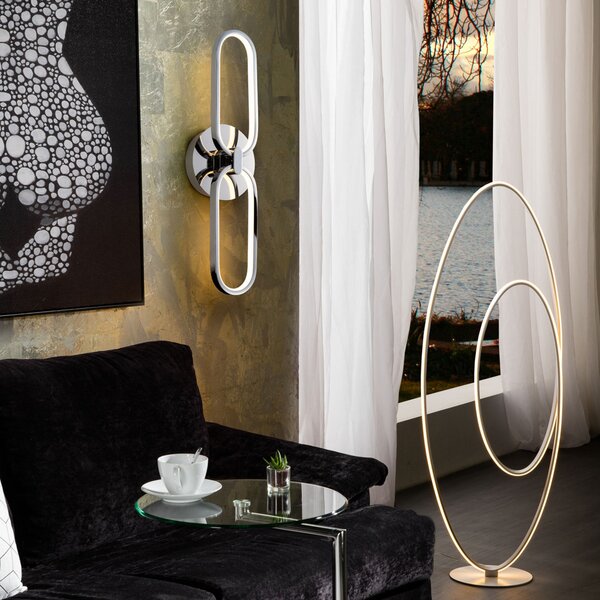 Schuller Valencia Aplică cu LED Colette, două lumini, cromată, Metalic, Camera de zi / sufragerie, Metal, Modern