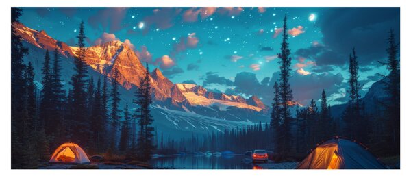 Tablou - Camping în munți (120x50 cm)