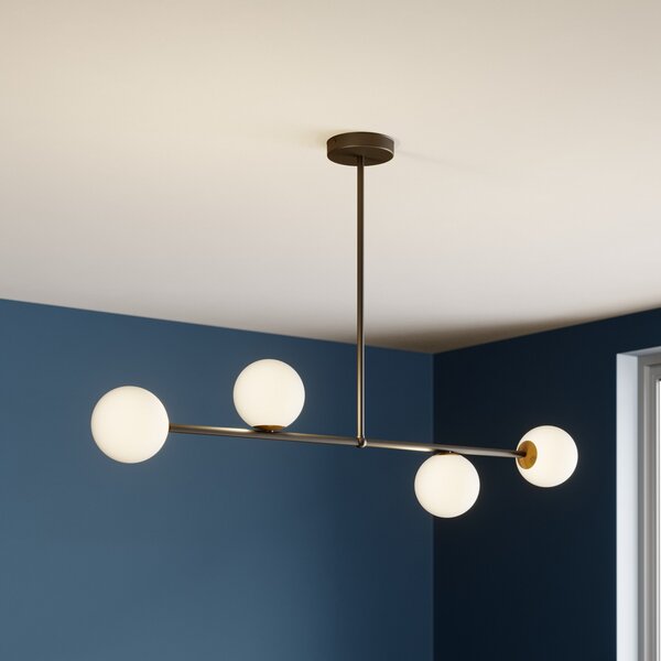SIGMA Lampă suspendată Gama 4, 4 becuri, negru, reglabil, Negru, Camera de zi / sufragerie, Metal, Modern, glob