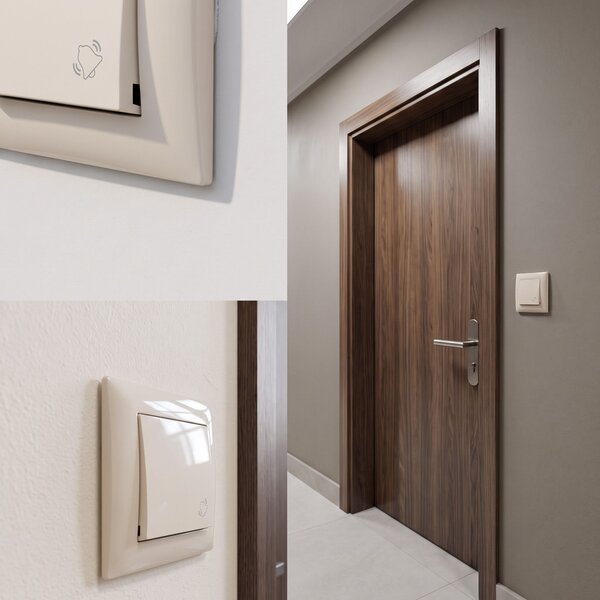 Buton pentru Sonerie cu Ramă OSTE JNH008-W BEIGE