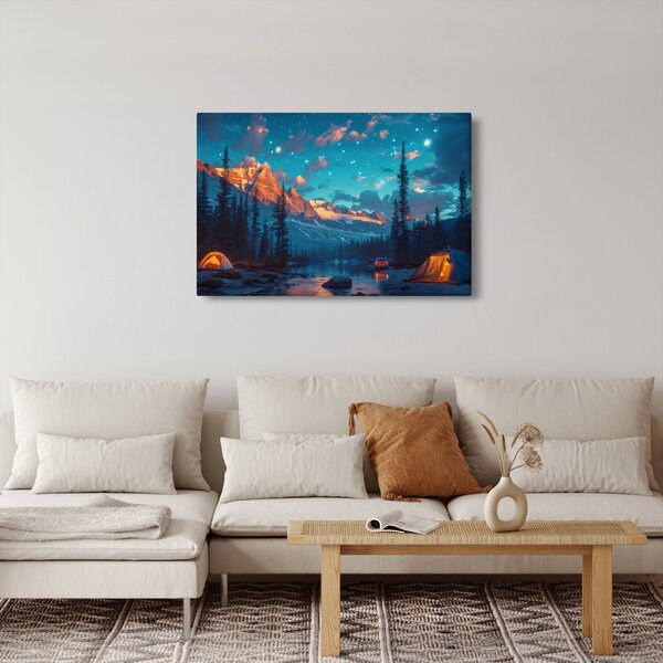 Tablou - Camping în munți (90x60 cm)