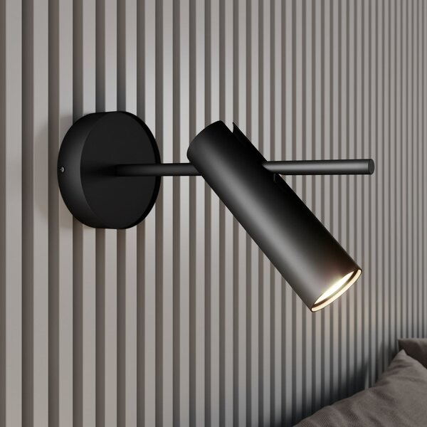 SIGMA Spot de perete Leda 1, 1 bec, negru, reglabil, Negru, Camera de zi / sufragerie, Metal, Modern