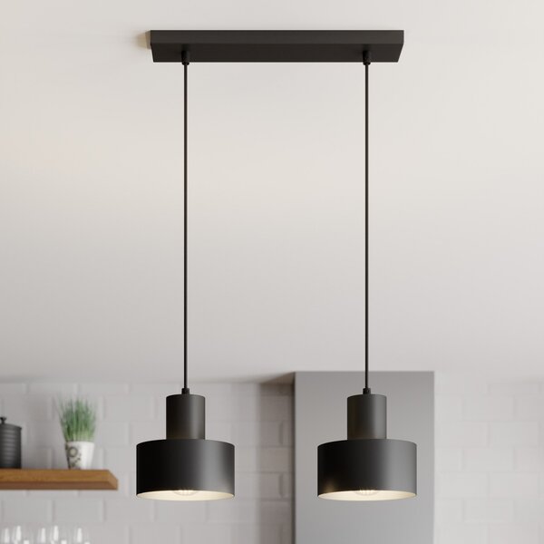 SIGMA Lampă suspendată Rif, liniară cu 2 becuri, negru, reglabil, Negru, Camera de zi / sufragerie, Metal, Modern