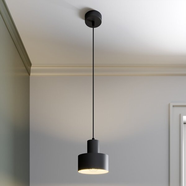 SIGMA Lampă suspendată Rif din metal, negru, Ø 15 cm, reglabil, Negru, Camera de zi / sufragerie, Metal, Modern