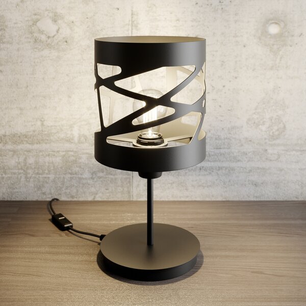 SIGMA Lampă de masă Modul Frez cu abajur model Ø17,5cm negru, Negru, Camera de zi / sufragerie, Metal, Modern