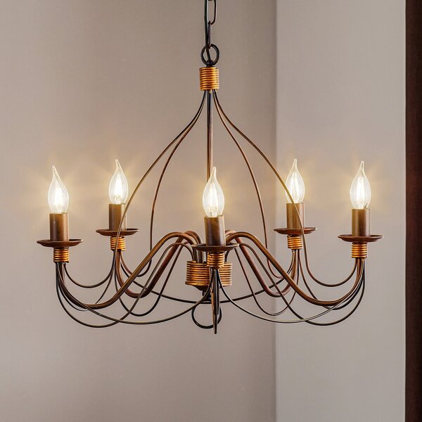 ONLI Candelabru Fiamma Marrone 5 becuri fără abajur, reglabil, Maro / Rugină, Camera de zi / sufragerie, Metal, Casă de țară / Rustic, Candelabru