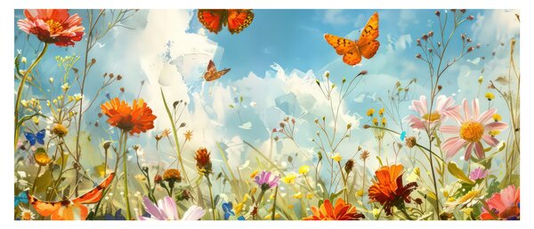 Tablou - Fluturi pe pajiștea de vară (120x50 cm)