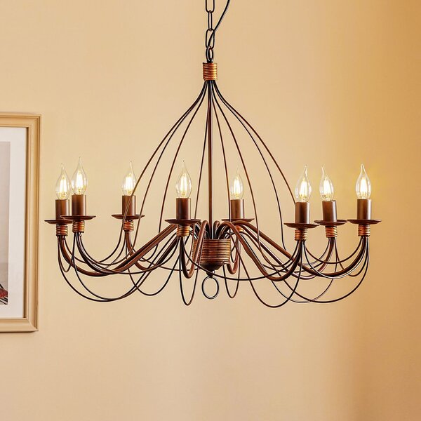 ONLI Candelabru Fiamma Marrone 8 becuri fără abajur, reglabil, Maro / Rugină, Camera de zi / sufragerie, Metal, Casă de țară / Rustic, Candelabru