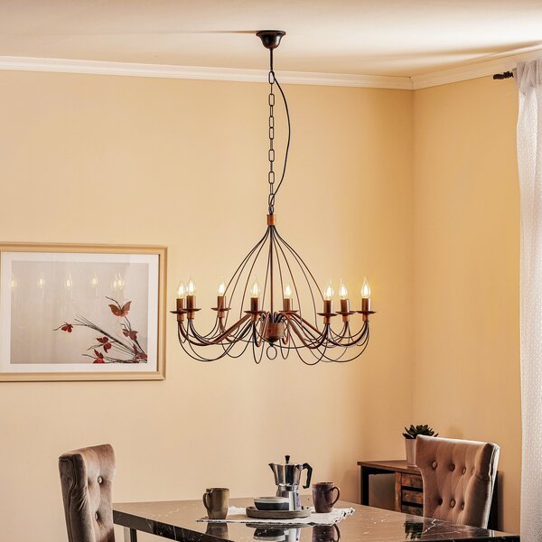 ONLI Candelabru Fiamma Marrone 8 becuri fără abajur, reglabil, Maro / Rugină, Camera de zi / sufragerie, Metal, Casă de țară / Rustic, Candelabru