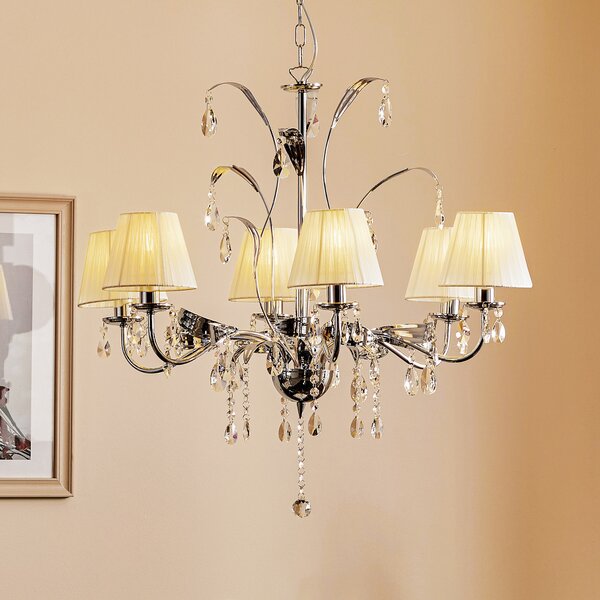 ONLI Candelabru Jacqueline, 6 becuri, alb, reglabil, Metalic, Camera de zi / sufragerie, Metal, Candelabru