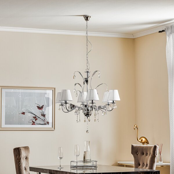 ONLI Candelabru Jacqueline, 6 becuri, alb, reglabil, Metalic, Camera de zi / sufragerie, Metal, Candelabru