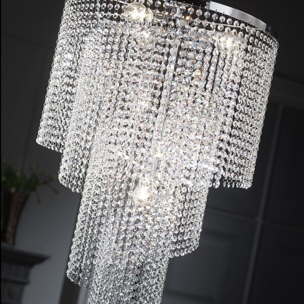 ONLI Plachetă plafonieră Elica cu spirală de cristal, Ø 35cm, reglabil, Metalic, Camera de zi / sufragerie, Metal