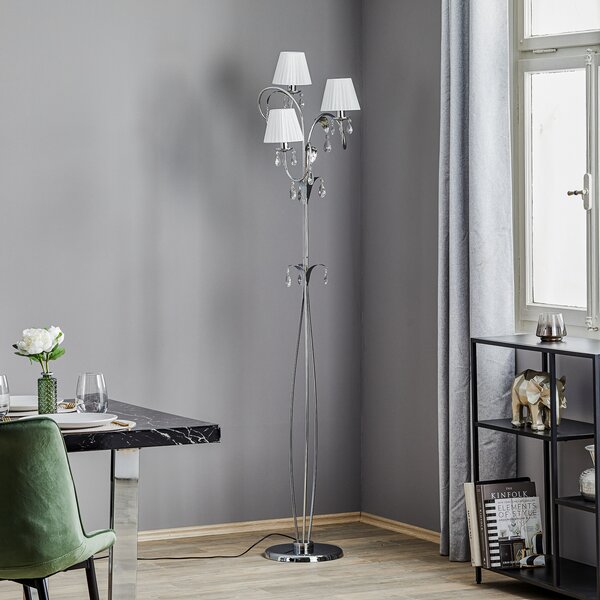 ONLI Lampadar Jacqueline, 3 becuri, alb, Metalic, Camera de zi / sufragerie, Metal
