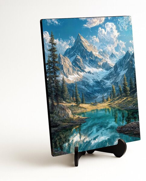 DUBLEZ | Tablou modern natural - Munți, pădure și lac | Imprimare UV premium