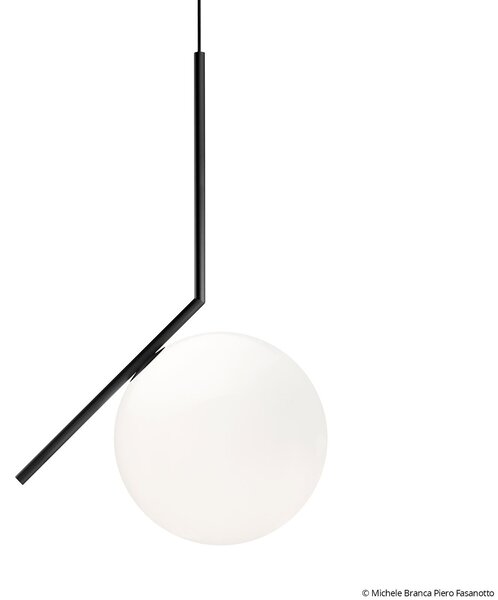 Lustră Pendul FLOS, IC S2, reglabil, Negru, Camera de zi, Sticlă, Design