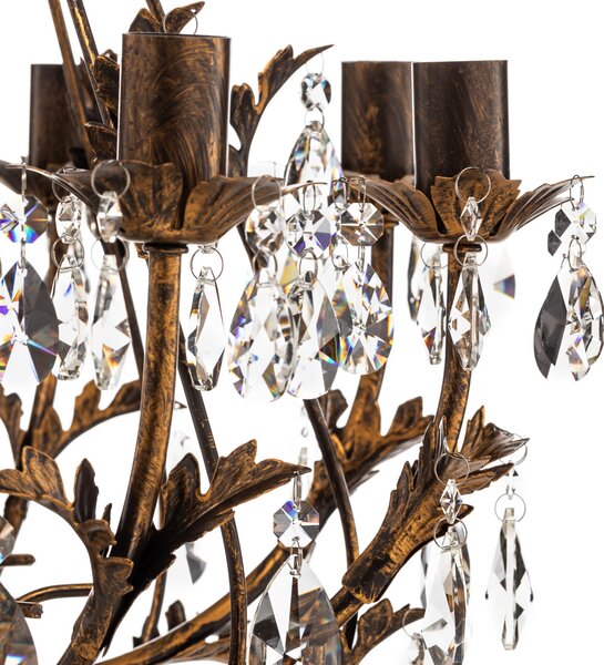 ONLI Candelabru Botte din metal cu 8 becuri, bronz, reglabil, Bronz / Alamă Veche, Camera de zi / sufragerie, Metal, Florentin
