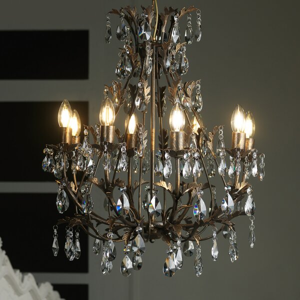 ONLI Candelabru Botte din metal cu 8 becuri, bronz, reglabil, Bronz / Alamă Veche, Camera de zi / sufragerie, Metal, Florentin