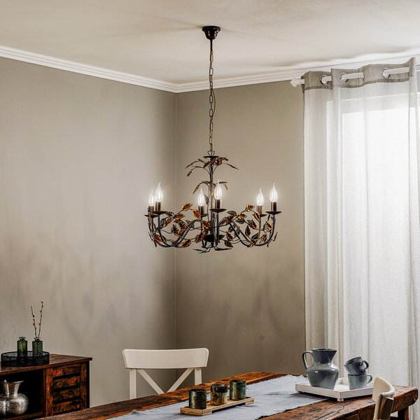 ONLI Candelabru Collana metal 6 becuri bronz, reglabil, Bronz / Alamă Veche, Camera de zi / sufragerie, Metal, Florentin