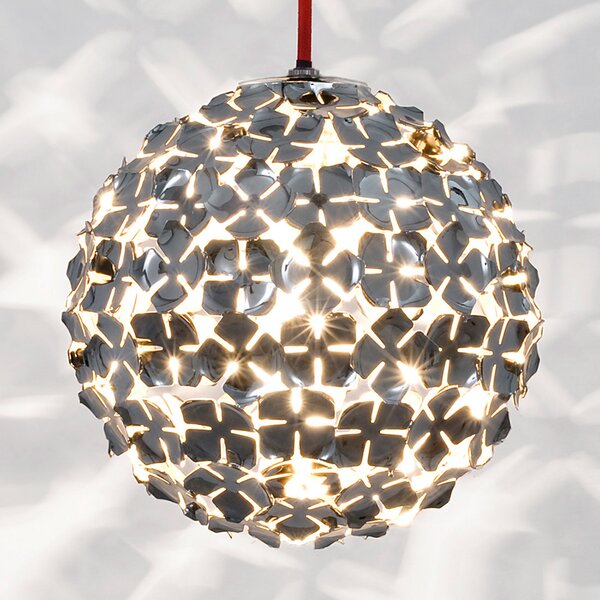 Terzani Ortenzia - Lampă suspendată cu decor floral, reglabil, Gri, Camera de zi / sufragerie, Metal, Design, glob