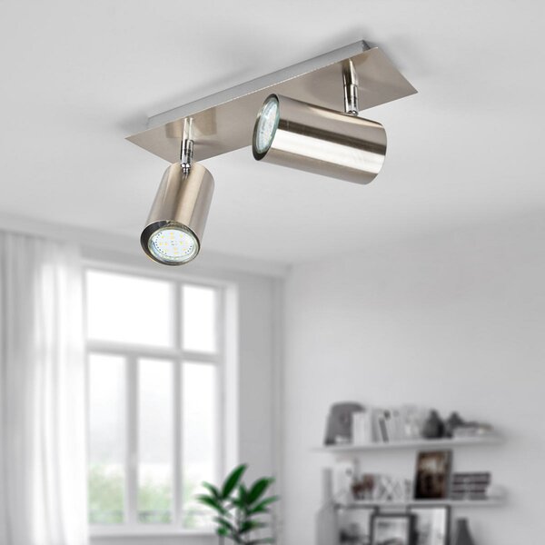 Trio Lighting Spot tavan halogen Dora, 2 becuri, reglabil, Gri, Camera de zi / sufragerie, Metal, Modern