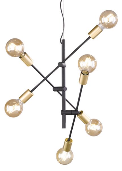 Trio Lighting Lampă pendul Cross design minimalist, reglabil, Negru, Camera de zi / sufragerie, Metal, Modern