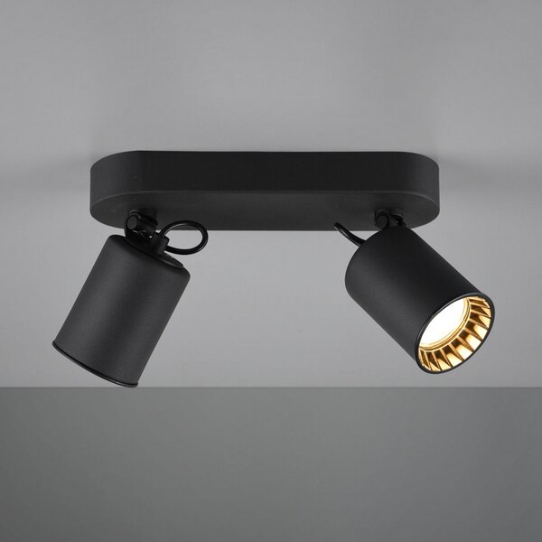 Trio Lighting Spot tavan Pago, 2 becuri, negru, reglabil, Negru, Camera de zi / sufragerie, Metal, Modern