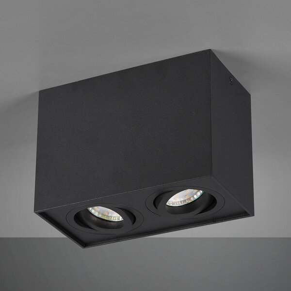Trio Lighting Plafonieră Biscuit, 2 becuri, negru, Negru, Camera de zi / sufragerie, Metal, Modern