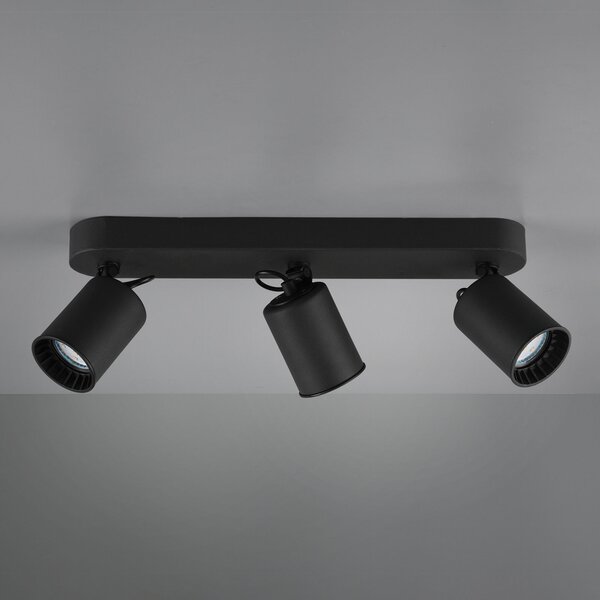 Trio Lighting Spot tavan Pago, 3 becuri, negru, reglabil, Negru, Camera de zi / sufragerie, Metal, Modern