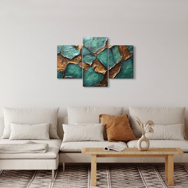 Tablou - Pictură verde-auriu (90x60 cm)