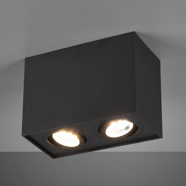 Trio Lighting Plafonieră Biscuit, 2 becuri, negru, Negru, Camera de zi / sufragerie, Metal, Modern