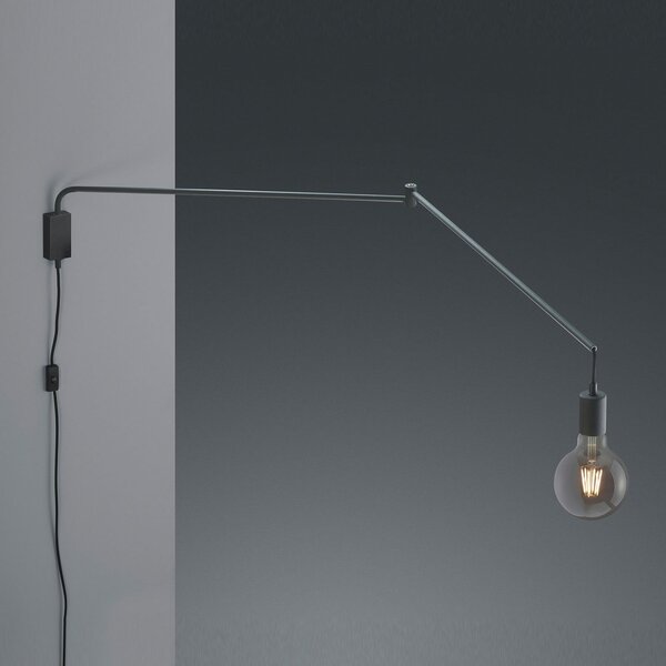 Trio Lighting Aplică de perete Line cu cablu + ștecher, negru, Negru, Camera de zi / sufragerie, Metal, Modern